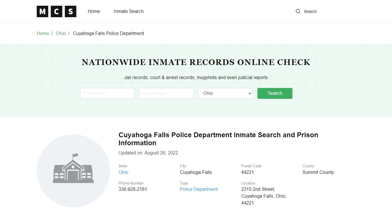 Cuyahoga Falls, OH Police and Jail Records